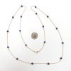 Long Lapis Lazuli Bead Station Necklace 14k Yellow Gold