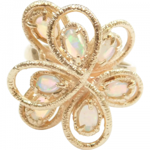 Modern Opal Cocktail Ring 14k Gold