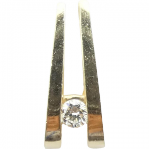 Modernist .33 ct Diamond Pendant 14k Yellow Gold