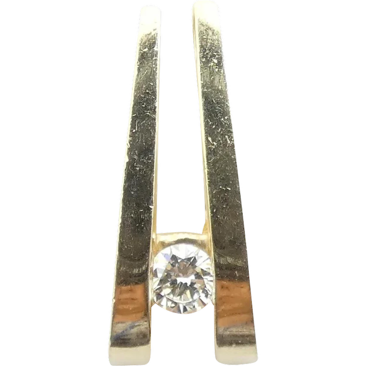 Modernist .33 ct Diamond Pendant 14k Yellow Gold