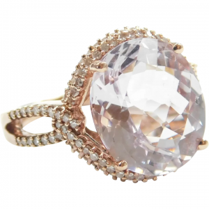 Morganite and Diamond 7.44 ctw Fashion Halo Ring 14k Rose Gold