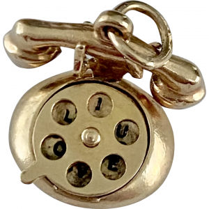 Moving Telephone Vintage Charm 14K Gold Three-Dimensional