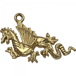 Vintage Mythical Dragon Charm 14K Gold