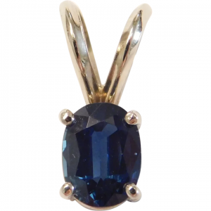 Natural Sapphire .90 Carat Solitaire Pendant 14k White Gold