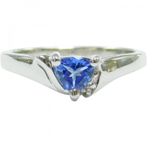 Natural Tanzanite and Diamond .33 ctw Ring 18k White Gold