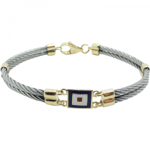 Nautical Whiskey Signal Flag Bracelet 18K Yellow Gold & Stainless Steel