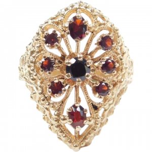Ornate Garnet 1.39 ctw Pear Shape Ring 14k Gold
