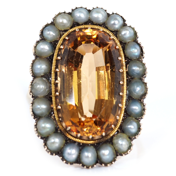 8.38ctw Edwardian GIA Certified Imperial Topaz Ring