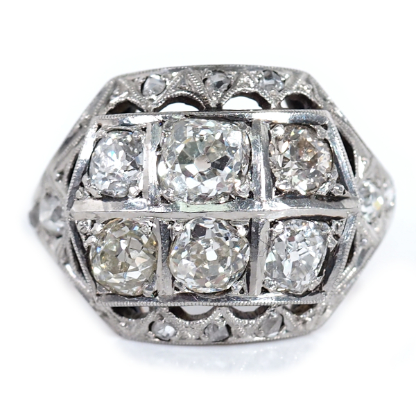 2.08 ctw Diamond Art Deco Ring 14k Gold and Platinum