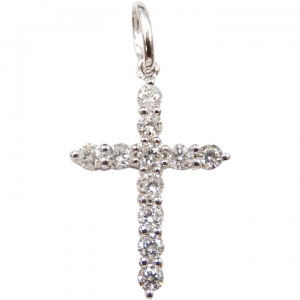 Petite .31 ctw Diamond Cross Pendant 14k White Gold