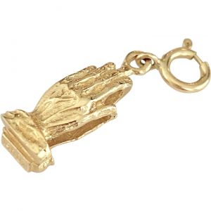 Praying Hands Vintage Faith Charm 14K Gold Three-Dimensional