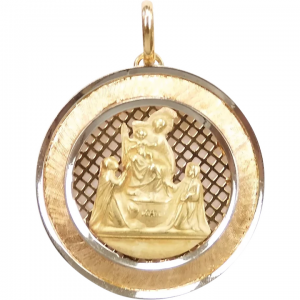 Religious Baptism Charm / Pendant 18k Gold Two-Tone