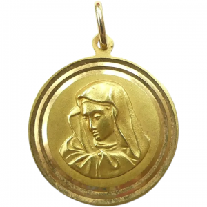 Religious Madonna (Virgin Mary) Pendant 18k Yellow Gold