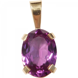 Retro Created Alexandrite 10.91 Carat Solitaire Pendant 14k Gold