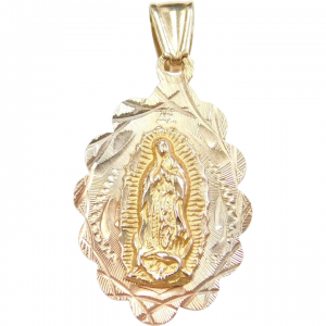 Reversible Religious Charm Virgin Mary and Jesus 14k Gold Tri-Color