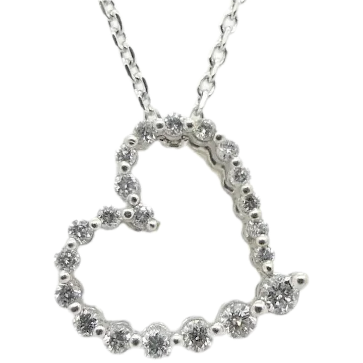 .17ctw Diamond Open Heart Pendant 10K White Gold