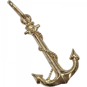 Vintage Rope Fouled Anchor Pendant 14K