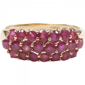 Ruby 1.84 ctw Three Row Band Ring 14k Yellow Gold
