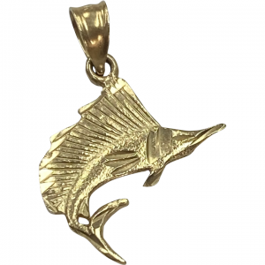 Vintage Gold Sailfish Charm 14K Three-Dimensional