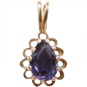 Sapphire 1.70 Carat Scalloped Halo Pendant 14k Yellow Gold
