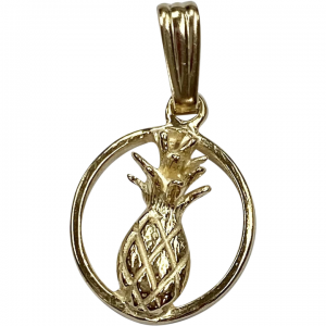 Small Vintage Pineapple Charm Pendant 14K Gold