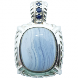 Sterling Silver Blue Lace Agate Sapphire Pendant