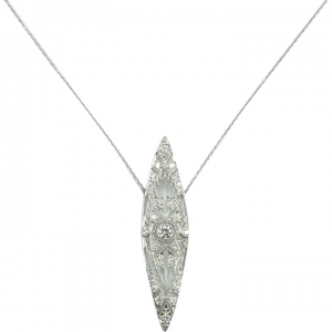 Stunning Art Deco Diamond 1.07 ctw Necklace Platinum Converted Pin