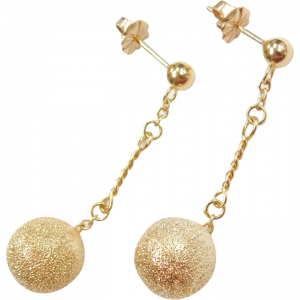Textured Disco Ball Dangle Earrings 14k Gold