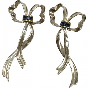 Tiffany & Co. Vintage Dangle BOW Earrings Sapphire
