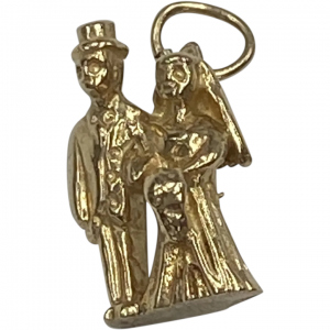 Tiny Bride & Groom Charm 9K English Gold 3D