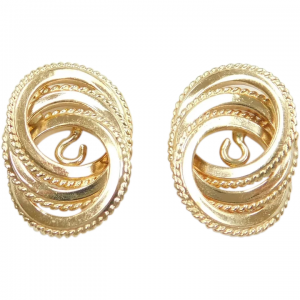 Triple Ring Love Knot Earring Jackets 14k Gold