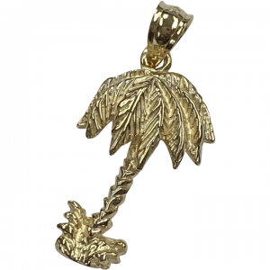Vintage Tropical Palm Tree Pendant 14K Gold