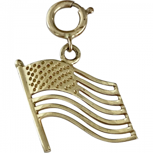 Vintage US Flag Charm 14K Gold Three-Dimensional