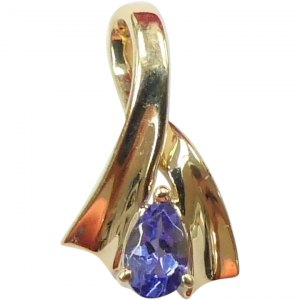 Vibrant .24 ct Iolite Bypass Pendant 14K Yellow Gold