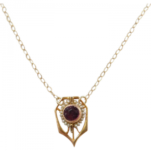 Victorian Faux Amethyst & Seed Pearl Pendant/Necklace ~ Converted Stick Pin