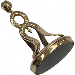 Victorian Fob Charm 10K Rose Gold and Bloodstone