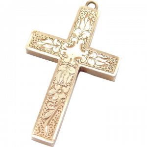 Victorian Gold Filled Etched Cross Pendant