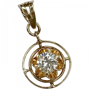 Victorian Revival Diamond Solitaire .28 Carat VS Pendant 14K Gold