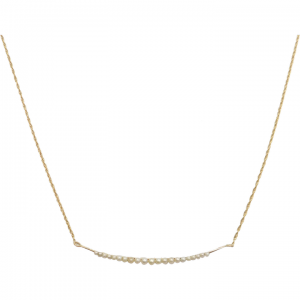 Victorian Seed Pearl Crescent Bar Pin Necklace Conversion 14k Gold