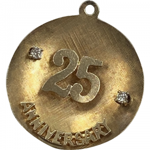 Vintage 25th Wedding Anniversary Charm Diamond Accent 14K Gold