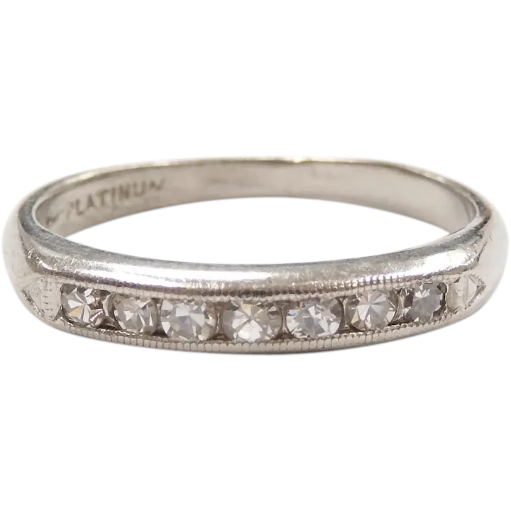 Vintage Diamond .18 ctw Wedding Band Ring Platinum