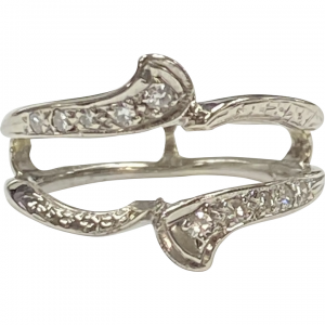 Vintage Diamond Ring Guard 14K White Gold Negative Space Bohemian