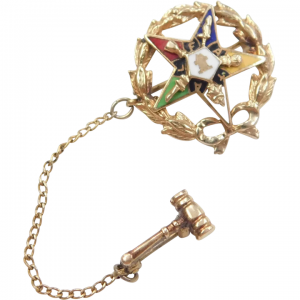 Vintage Enamel Eastern Star Brooch / Pin with Gavel