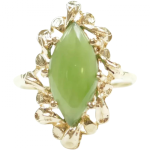 Vintage Jade 1.73 Carat Navette Ring