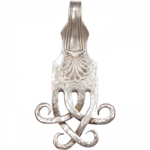 Vintage Silver Fork Octopus Pendant with Scallop Shell