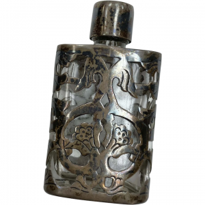 Vintage Small Perfume Bottle Sterling Silver Over Glass, Mexico