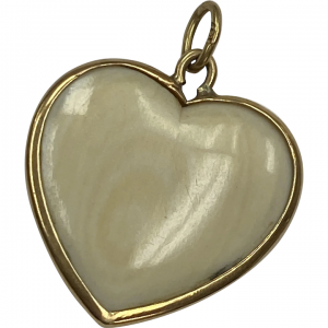White Coral Heart Charm Pendant 18K Gold
