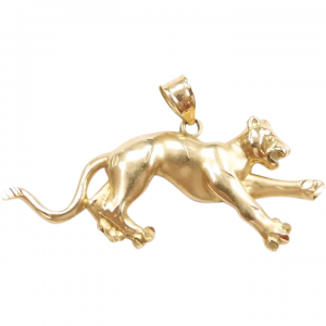 Wild Cat Charm / Pendant 14k Yellow Gold