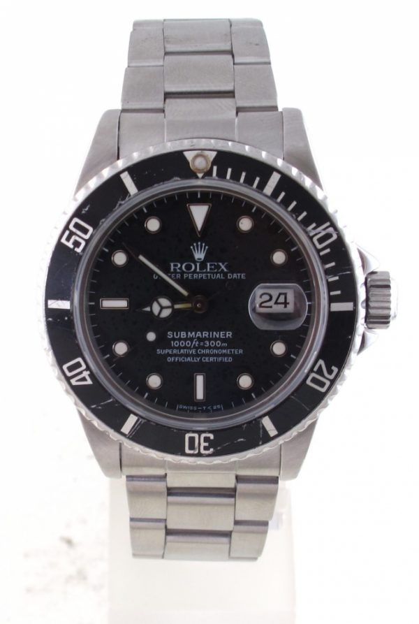 1983 Pre-Owned Rolex Submariner Stainless Steel 40MM Watch With Black Index Dial And Black Bezel With Oyster Band Model# 16800 Front