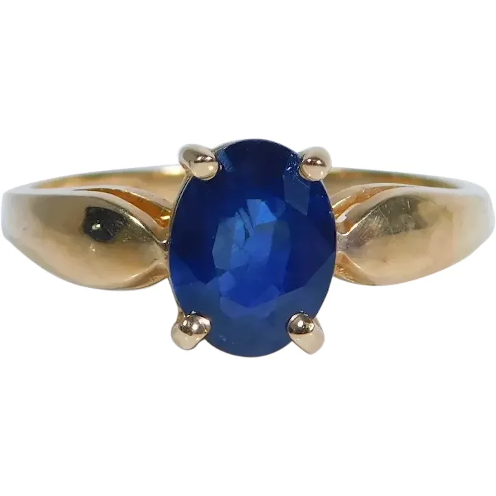 1.66ct Sapphire Solitaire Ring 14K Yellow Gold